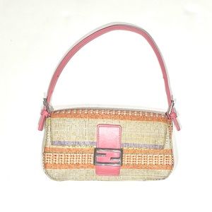 Authentic Vintage Fendi Raffia Baguette Bag